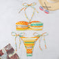 Women's Halter Plaid & Stripe Bikini Set | Two-Piece Swimsuit