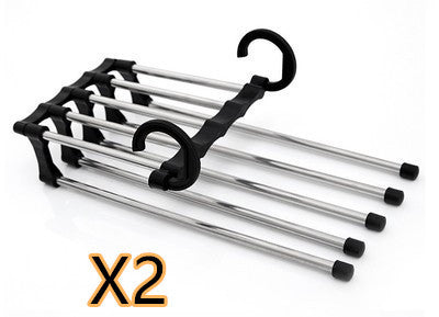 5-in-1 Stainless Steel Pants Hanger – Space-Saving Multi-Bar Trouser Rack for Closet Organization