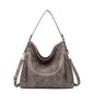 Women's Large Hobo Shoulder Bag – PU Leather Crossbody Handbag with Zipper Pockets