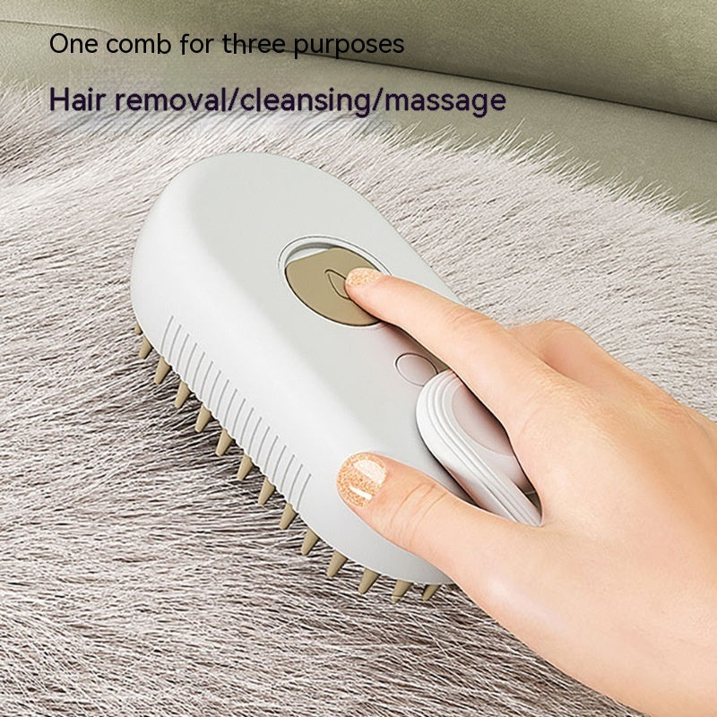3-in-1 Electric Steam Pet Grooming Brush — USB Rechargeable