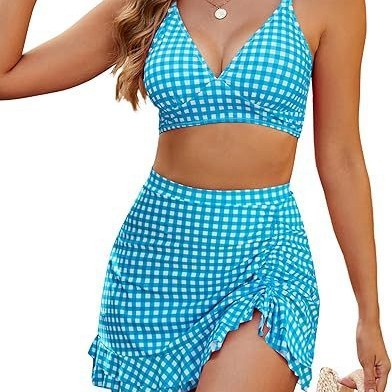 Bikini Top & Skirt Set — Tummy Coverage, 15 Prints, XS–XXL