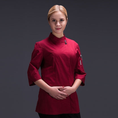 Women's 3/4 Sleeve Chef Coat – Professional Kitchen & Hotel Uniform