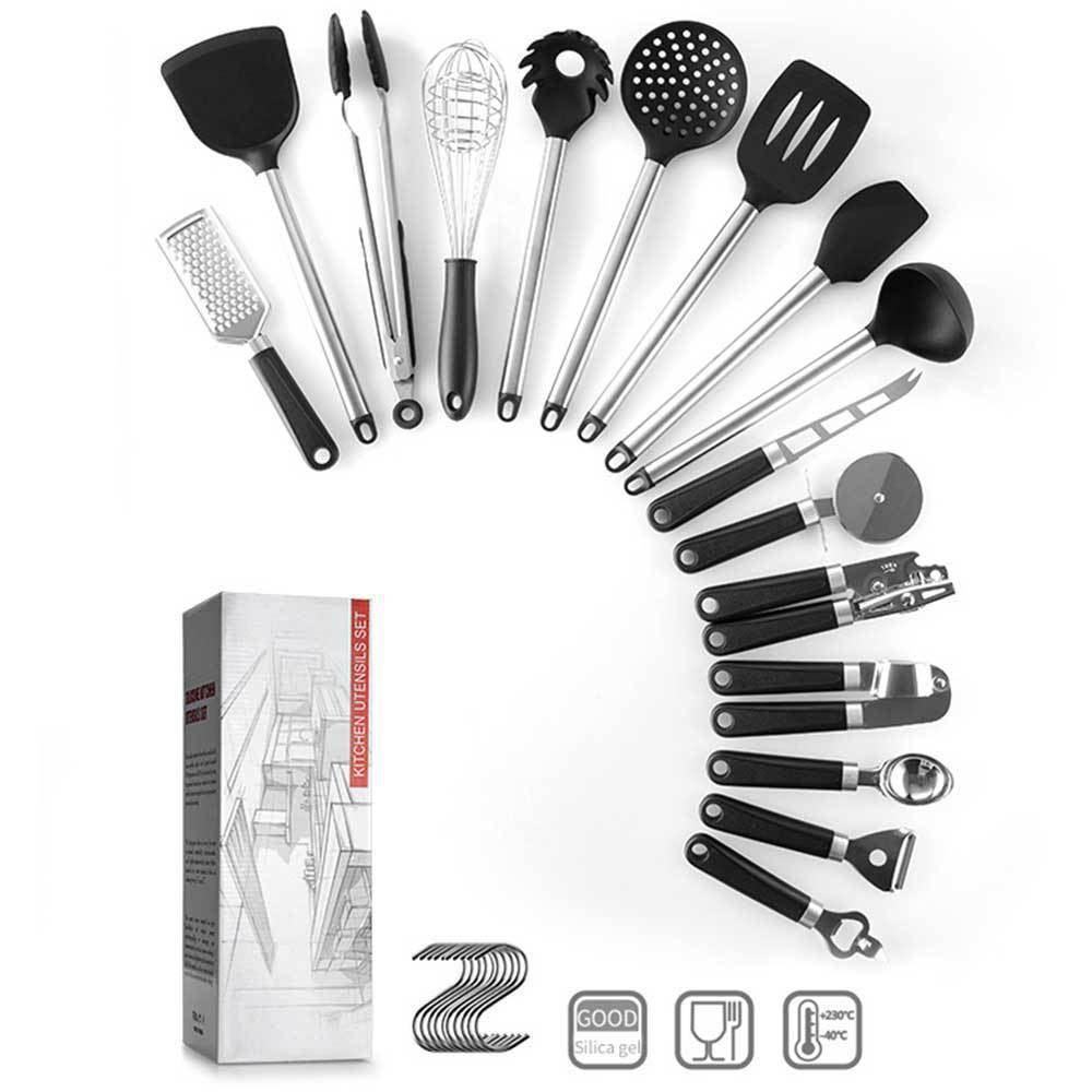16-Piece Silicone Kitchen Utensil Set – Non-Stick Cooking Tools with Stainless Steel Handles