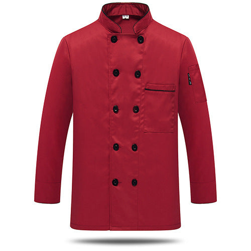 Long-Sleeve Chef Jacket — Color Block, 4 Colors, M–5XL