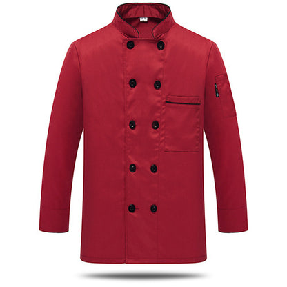 Long-Sleeve Chef Jacket — Color Block, 4 Colors, M–5XL