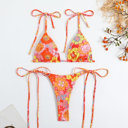 Women's Floral Backless Split Bikini Set | High-Elastic Two-Piece Swimsuit in 5 Colors