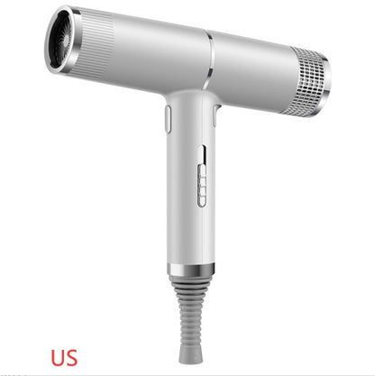 A collection of hair dryers in various colors including silver, red, gray, black, green, and purple, showcasing the negative ion nourish technology.