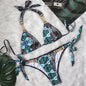 Women's Snake Print Backless Swimsuit | One-Piece & Split Bikini