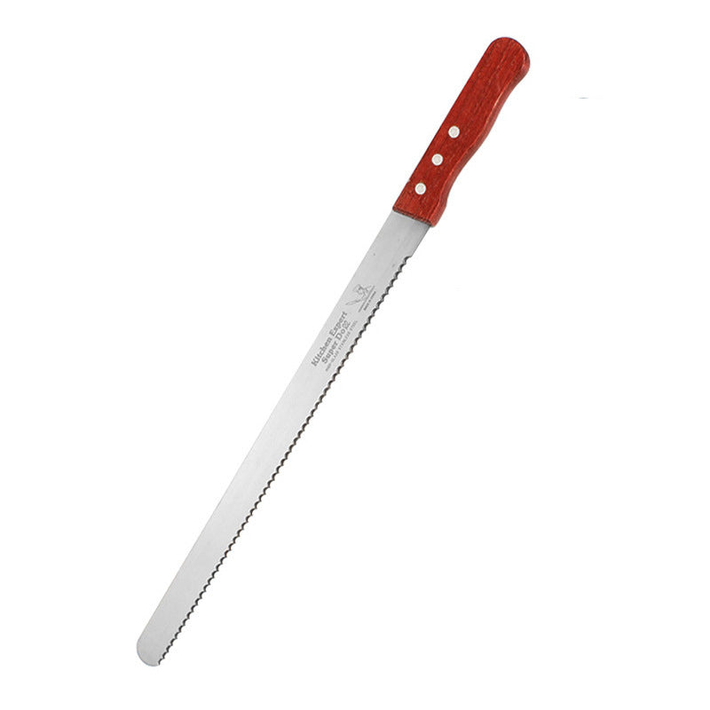 10-Inch Bread Knife Set – 3-Piece Stainless Steel, Red Wooden Handle