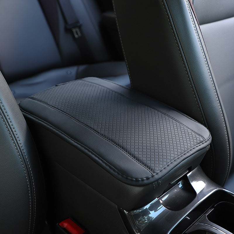PU Leather Car Armrest Box Cover Pad – Embossed Center Console Cushion Mat
