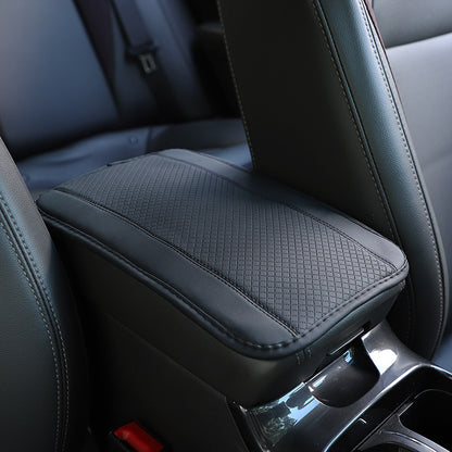 PU Leather Car Armrest Box Cover Pad – Embossed Center Console Cushion Mat