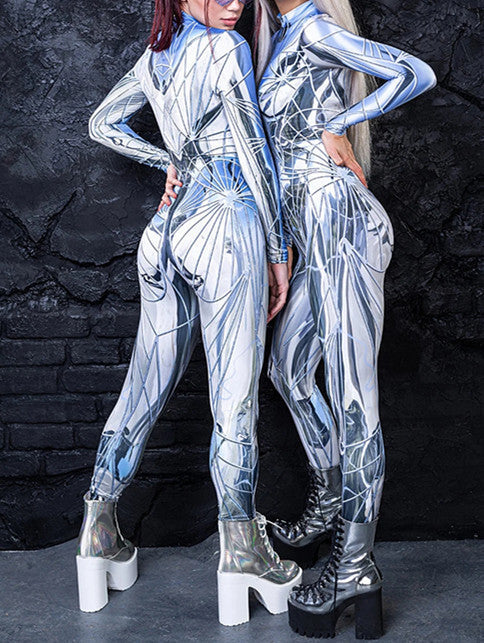 3D Digital Print Cosplay Jumpsuit – Long Sleeve Unisex Halloween Bodysuit