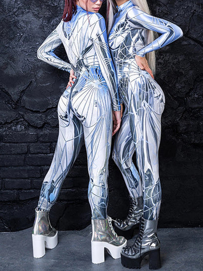 3D Digital Print Cosplay Jumpsuit – Long Sleeve Unisex Halloween Bodysuit