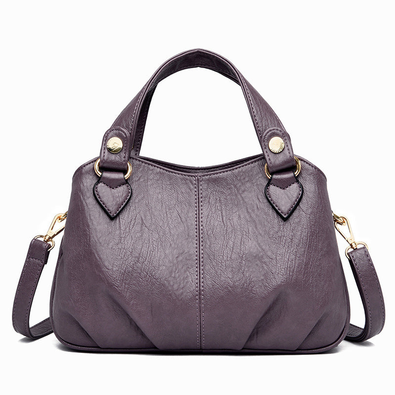 Women's Sheepskin Leather Shoulder Bag – Large Stitched Tote Crossbody Handbag