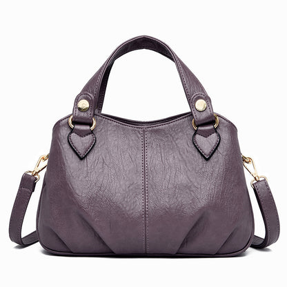 Women's Sheepskin Leather Shoulder Bag – Large Stitched Tote Crossbody Handbag