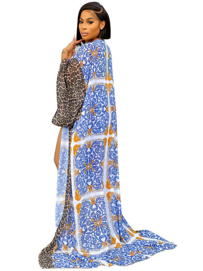 Women's Three-Piece Bikini Set with Chiffon Shawl | Long Sleeve Cover-Up & Shorts