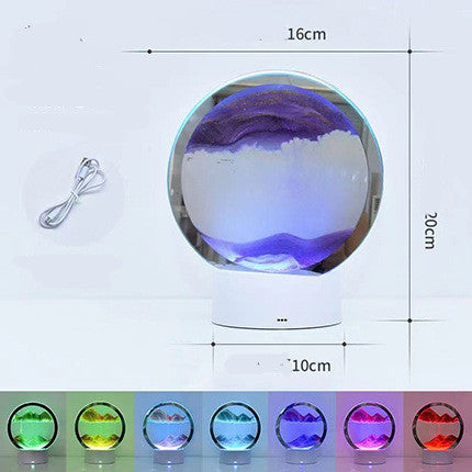3D Quicksand Table Lamp – Touch Control, USB, Glass Shade, 4 Colors