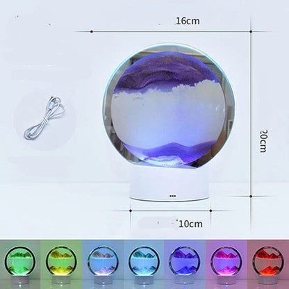 3D Quicksand Table Lamp – Touch Control, USB, Glass Shade, 4 Colors