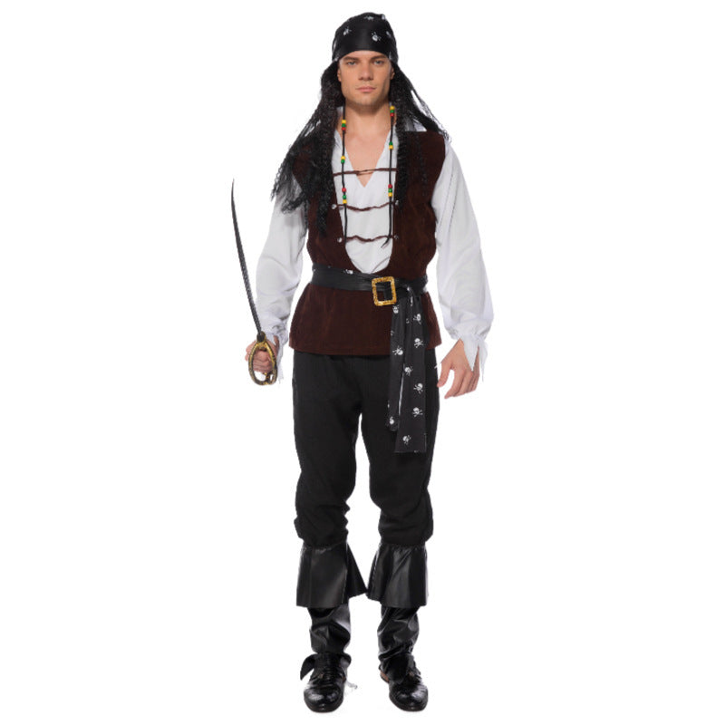 Men's Pirates of the Caribbean Cosplay Costume – 7-Piece Halloween Outfit Set