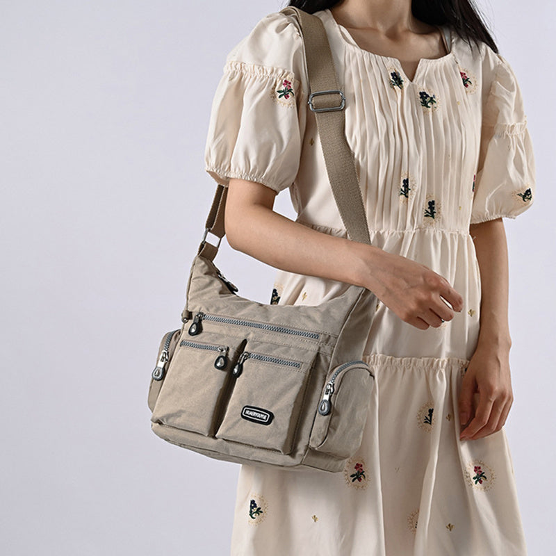 Women's Waterproof Nylon Crossbody Bag – Multi-Pocket Shoulder Bag with Retro Style