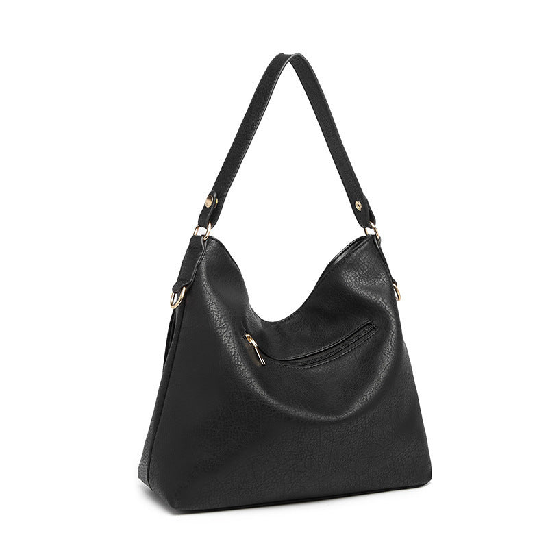Women's Large Hobo Shoulder Bag – PU Leather Crossbody Handbag with Zipper Pockets
