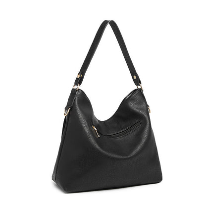 Women's Large Hobo Shoulder Bag – PU Leather Crossbody Handbag with Zipper Pockets