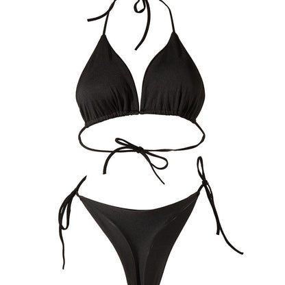 Lace-Up T-Back Bikini Set with Chest Pad — 7 Styles, S–XL