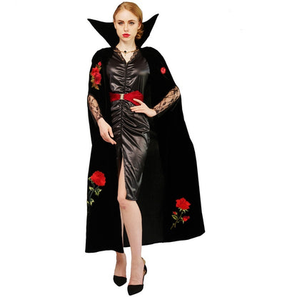 Couples Halloween Vampire Costume Set | Rose Embroidery Corduroy Party Outfit