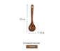 Wooden soup spoon with measurements on a white background
