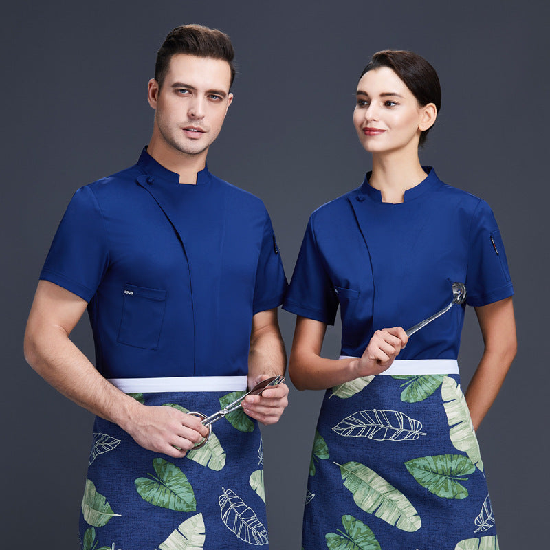 Men's Short-Sleeve Chef Workwear Top – Moisture-Wicking Polyester Kitchen Uniform
