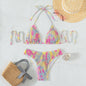 Colorful Strap Triangle Bikini Set