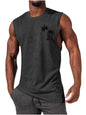 Men's Coconut Tree Embroidery Beach Tank Top – Summer Muscle Workout Shirt