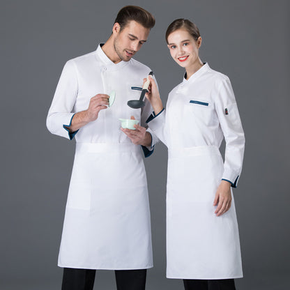 Long Sleeve Chef Coat – Unisex Cotton Kitchen Uniform | Black & White