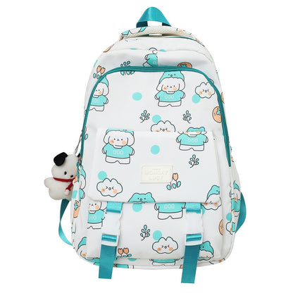 Cute Cartoon Print Large Capacity Backpack for Women & Girls