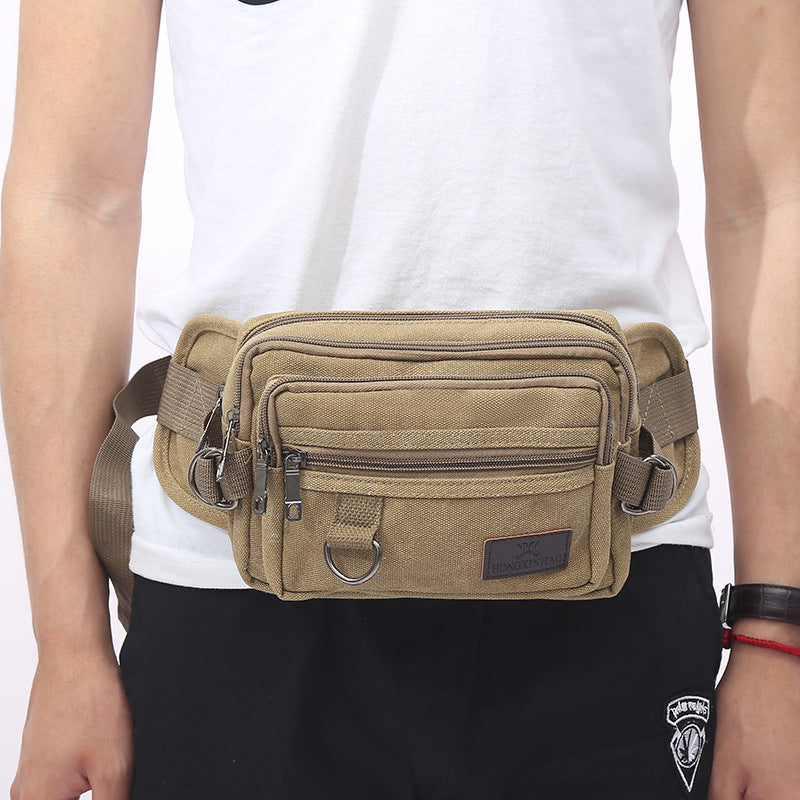 Canvas Fanny Pack – 4-Zipper Pocket Waist Bag for Men & Women