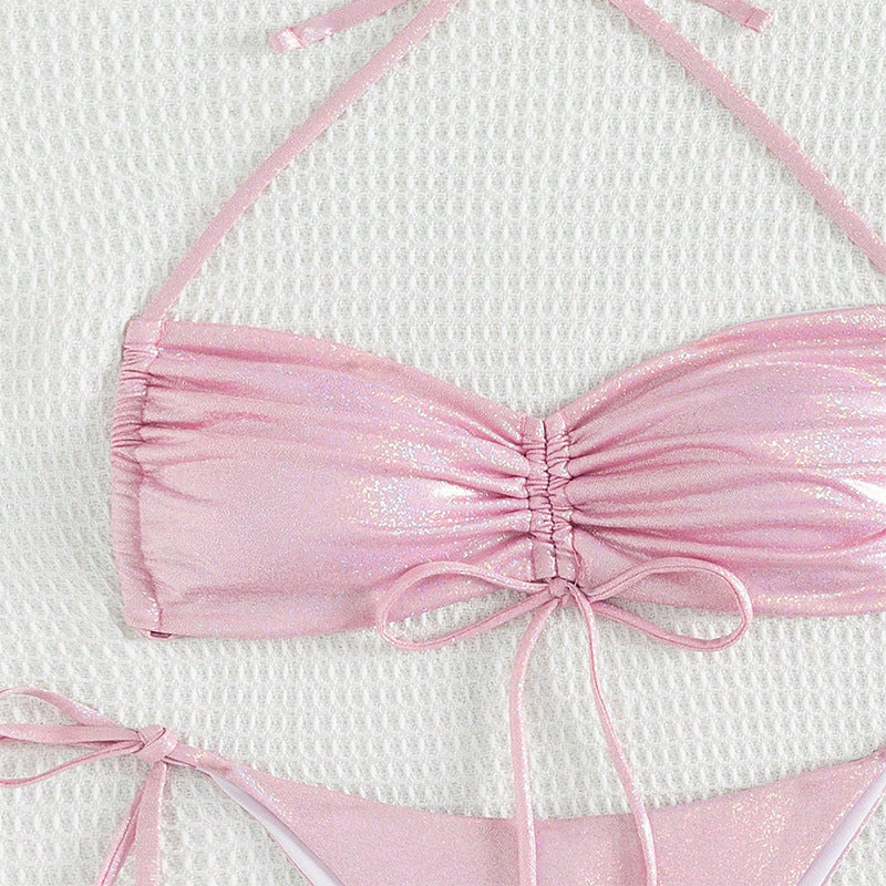 Women's Drawstring Bikini Set | Reflective Two-Piece Swimsuit