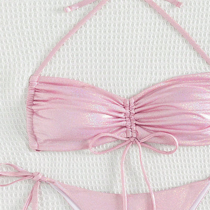Women's Drawstring Bikini Set | Reflective Two-Piece Swimsuit