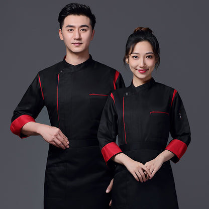 Men's Long-Sleeve Chef Jacket — Color Block, Sizes M–4XL