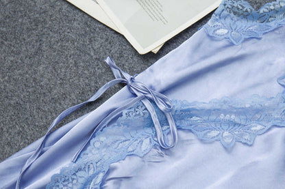 Women's Silky Satin Nightdress – Lingerie Sleepwear, S–XXXL | Black & Silver