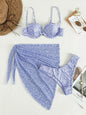 3-Piece Floral Bikini Set with Beach Skirt — 7 Colors, S–L