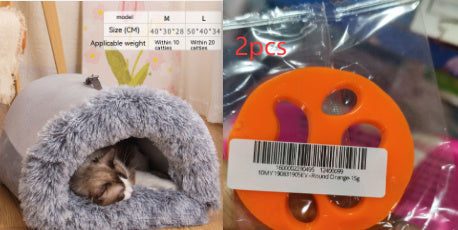 Plush Pet Nest Bed — Semi-Enclosed, 6 Styles, M & L
