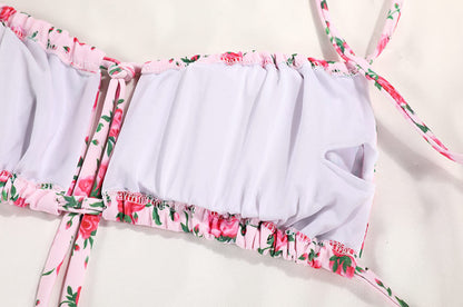 Printed Strap Bikini Set — Blue & Pink, S–L