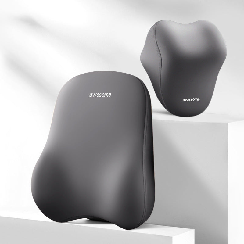 Memory Foam Car Headrest & Lumbar Support Pillow Set – Universal Fit for Auto Seats