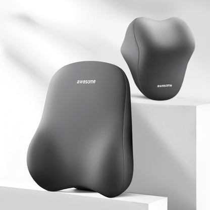 Memory Foam Car Headrest & Lumbar Support Pillow Set – Universal Fit for Auto Seats