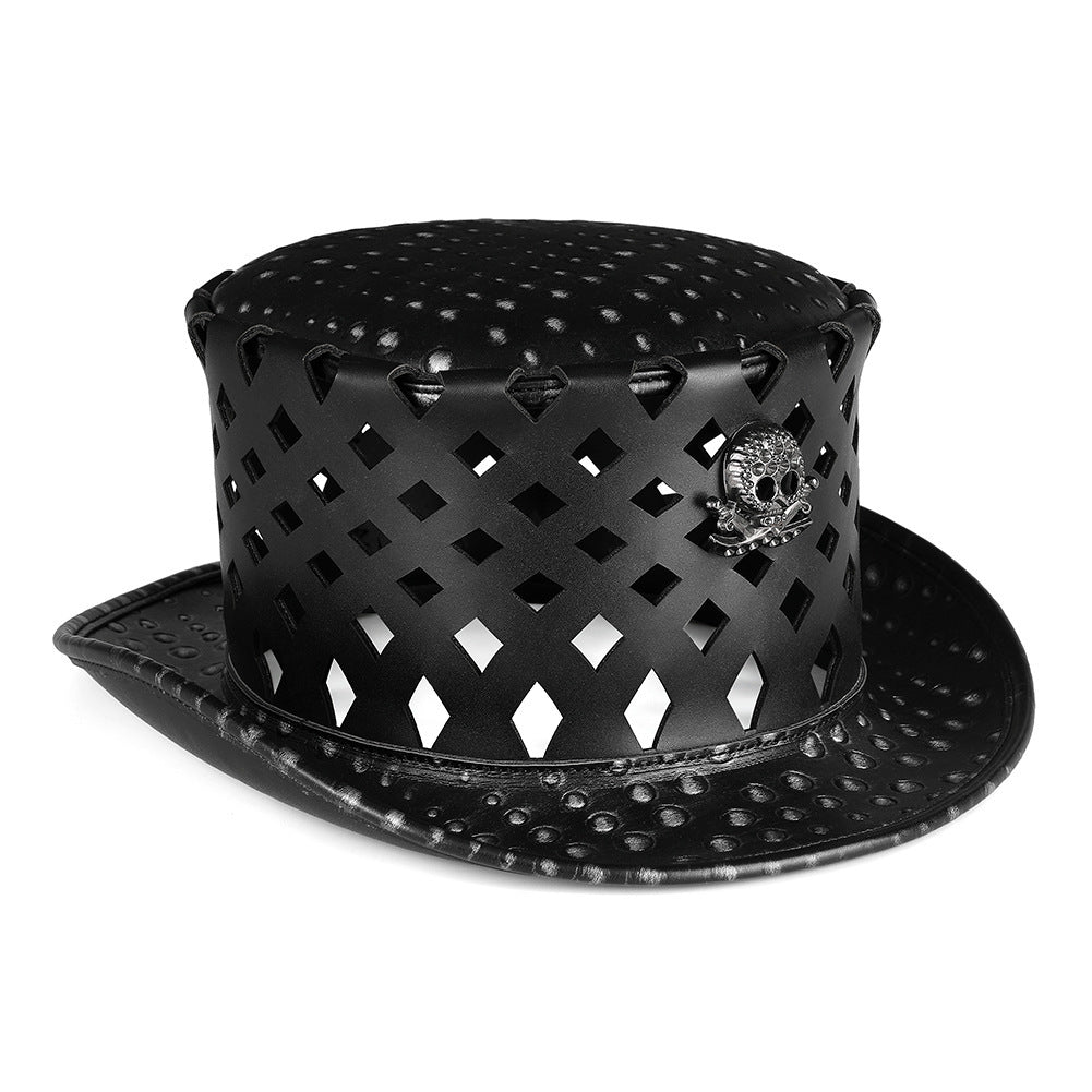 Black PU Leather Plague Doctor Top Hat – Medieval Halloween Cosplay Accessory
