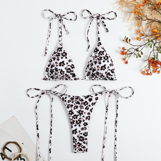 Women's Floral Backless Split Bikini Set | High-Elastic Two-Piece Swimsuit in 5 Colors