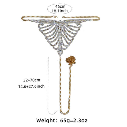 Detailed skeleton-themed necklace with measurements and weight on a white background.