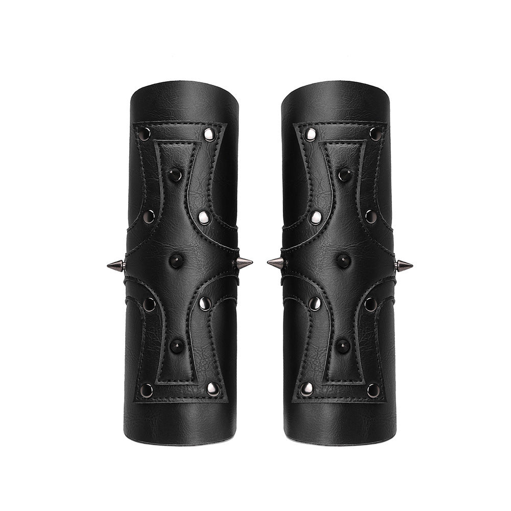 Punk PU Leather Wristband Arm Sleeve – Cosplay & Nightclub Bracelet Accessory