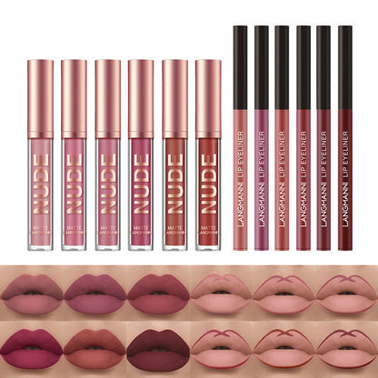 Matte Lipstick & Lip Liner Set — 12 Pieces, Long-Lasting
