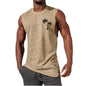 Men's Coconut Tree Embroidery Beach Tank Top – Summer Muscle Workout Shirt